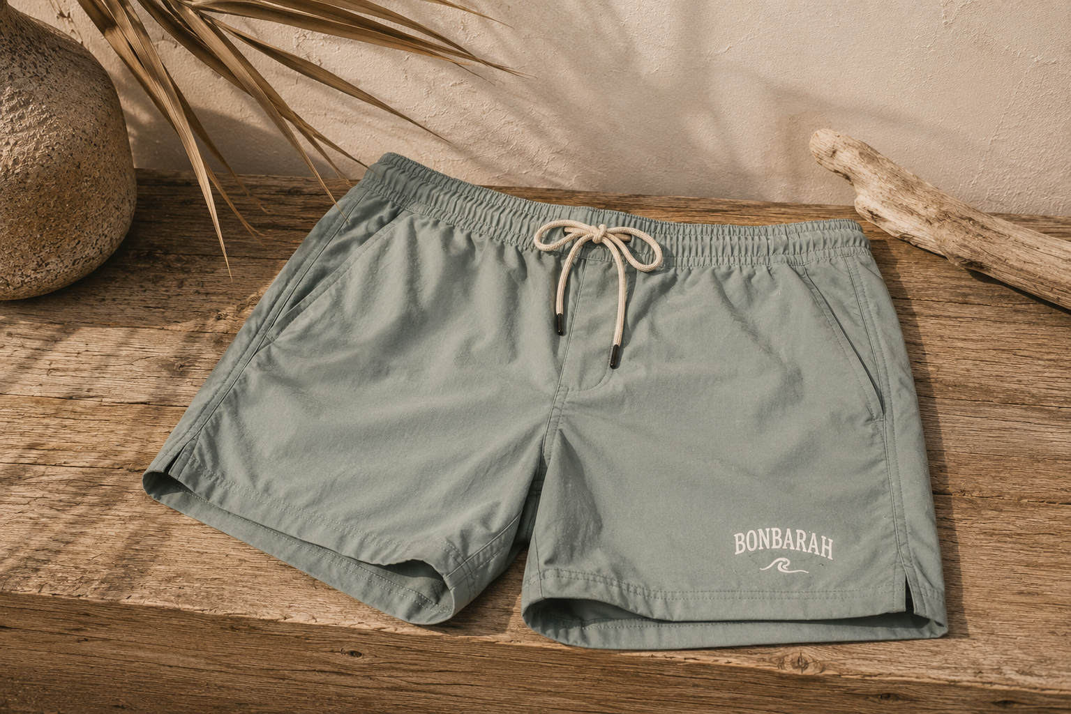 Coastal Sage linen boardshorts