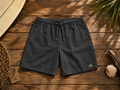 Washed Linen Shorts flat lay on wooden surface with Bonbarah tag